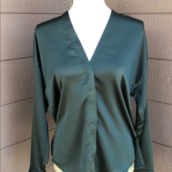 emerald satin blouse
